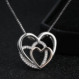 Silver Three Hearts Necklaces & Pendants for Women Lady Cubic Zirconia