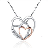 Silver Three Hearts Necklaces & Pendants for Women Lady Cubic Zirconia