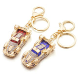 Enamel Red Rhinestone Roadster Key Chain Holder for Women Men