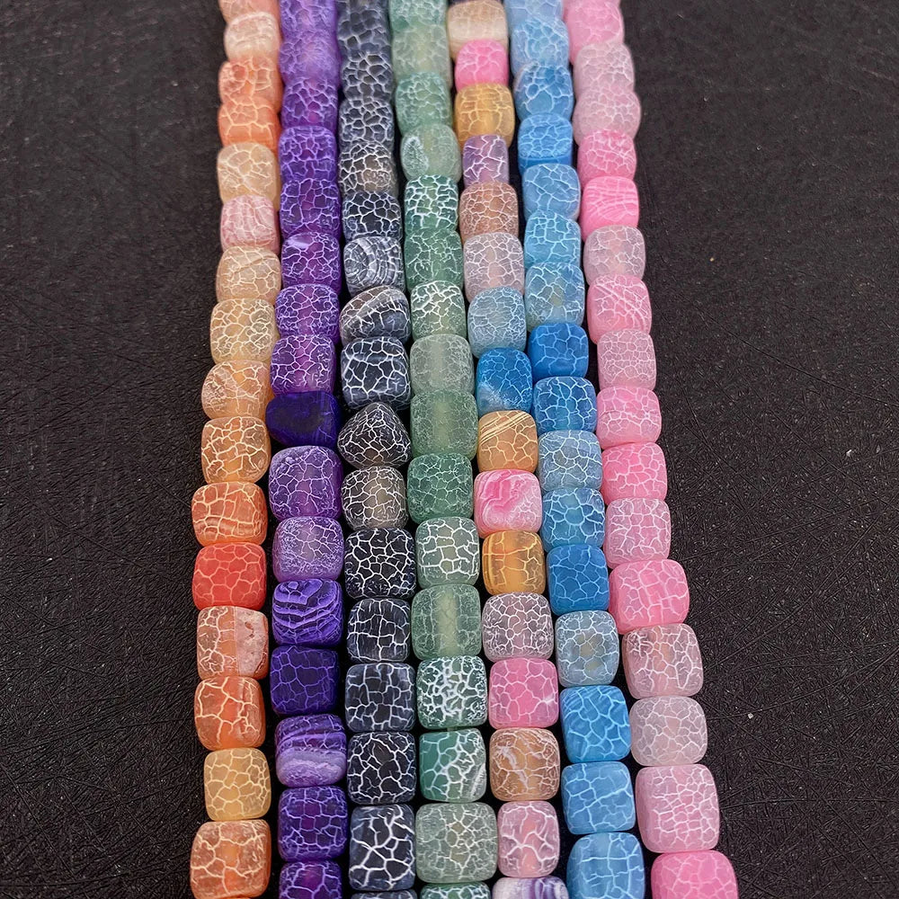 Square Agate Stone Beads for DIY Jewelry Making 6 8 10mm