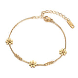 Stainless Steel Daisy Top Box Chain Bracelet Gift Jewelry