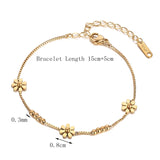 Stainless Steel Daisy Top Box Chain Bracelet Gift Jewelry
