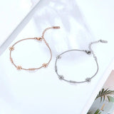 Stainless Steel Daisy Top Box Chain Bracelet Gift Jewelry