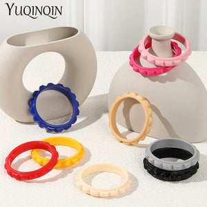 Colorful Geometric Charms Bangle Bracelet Acrylic Resin Cuff for Women