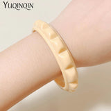 Colorful Geometric Charms Bangle Bracelet Acrylic Resin Cuff for Women