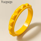 Colorful Geometric Charms Bangle Bracelet Acrylic Resin Cuff for Women