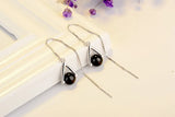 925 Silver Triangle Geometric Crystal Tassel Dangle Earrings