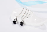 925 Silver Triangle Geometric Crystal Tassel Dangle Earrings