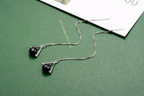 925 Silver Triangle Geometric Crystal Tassel Dangle Earrings