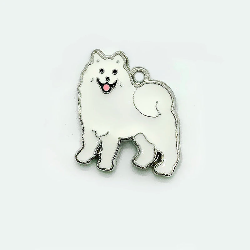 Enamel Samoyed Dog Metal Pendant - Pet Gift Souvenir Jewelry