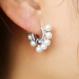 925 Sterling Silver Pearl Hoop Earring for Special Wedding Girl