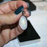 Women's 925 Silver Fire Opal CZ Pendant Necklace Gift