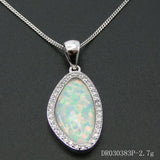 Women's 925 Silver Fire Opal CZ Pendant Necklace Gift