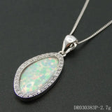 Women's 925 Silver Fire Opal CZ Pendant Necklace Gift