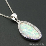 Women's 925 Silver Fire Opal CZ Pendant Necklace Gift