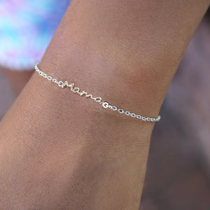 925 Sterling Silver Mama Charm Bracelet Pink String Adjustable Mothers' Gift