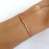 925 Sterling Silver Mama Charm Bracelet Pink String Adjustable Mothers' Gift