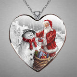 Women's Heart-Shaped Santa Claus Necklace - Fashionable Christmas Accessories