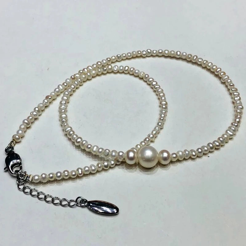 Freshwater Pearl Necklace Set 2mm & 8-9mm 16INCH