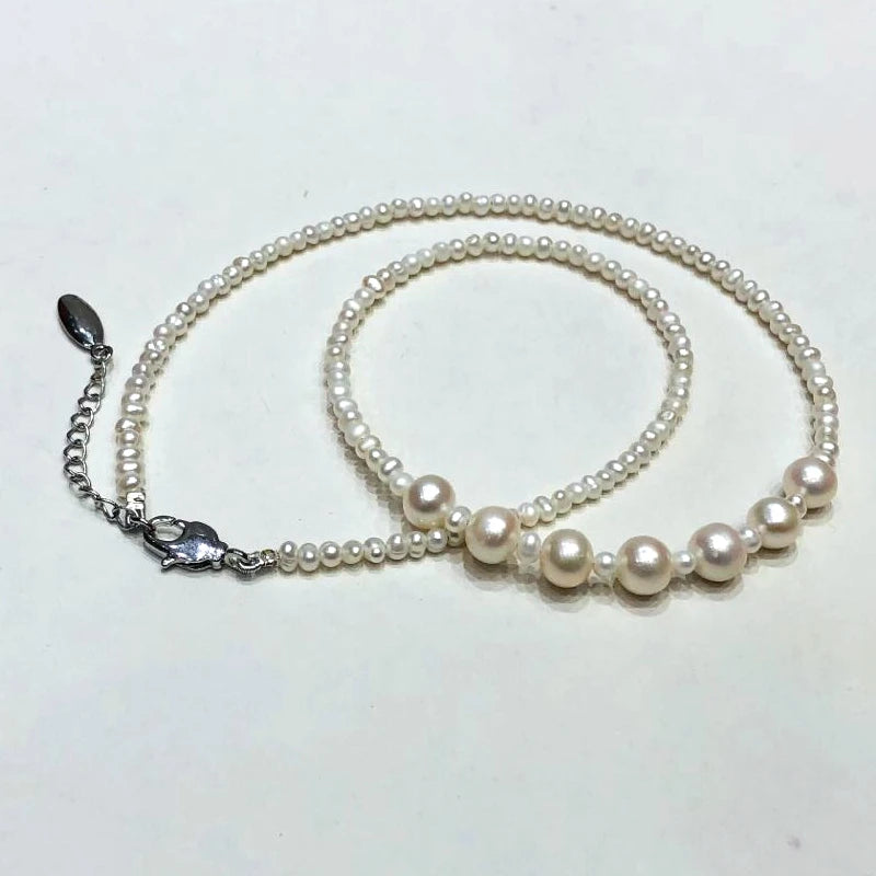Freshwater Pearl Necklace 2mm and 8-9mm 18INCH