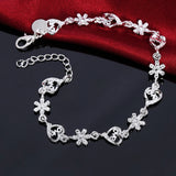Women's 925 Sterling Silver Heart Bracelet Wedding Party Jewelry