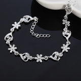 Women's 925 Sterling Silver Heart Bracelet Wedding Party Jewelry