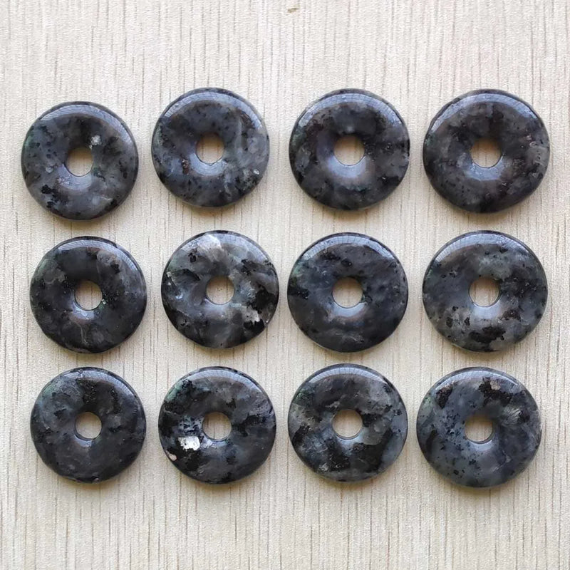 Natural Spectrolite Circle Donut Charms Beads 30mm 12pcs/lot