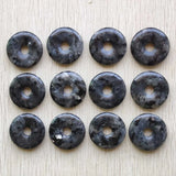 Natural Spectrolite Circle Donut Charms Beads 30mm 12pcs/lot
