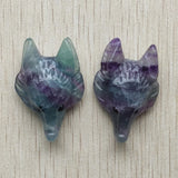 Fluorite Fox Shape Pendants for Necklace 2pcs/lot