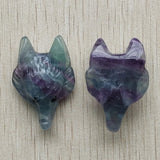 Fluorite Fox Shape Pendants for Necklace 2pcs/lot