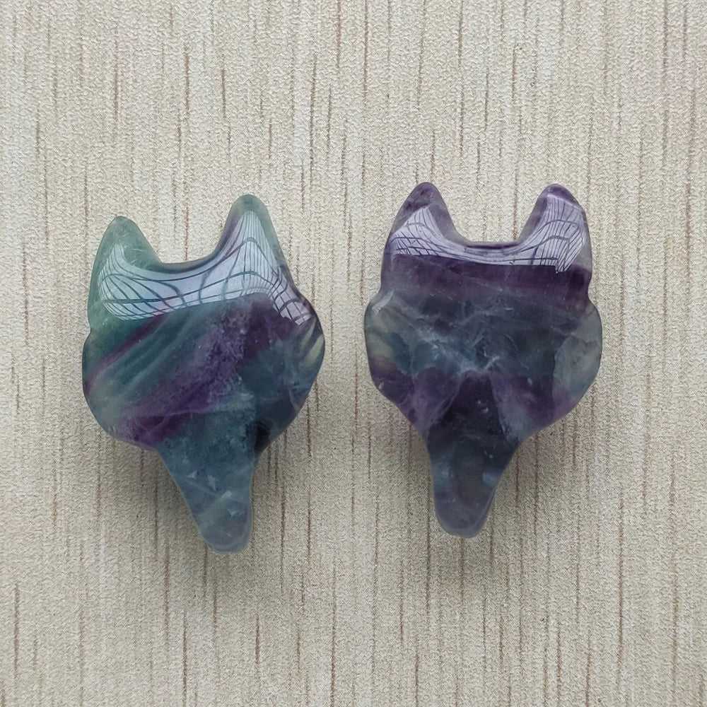 Fluorite Fox Shape Pendants for Necklace 2pcs/lot