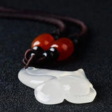 Chalcedony Orchid Pendant - Women's Hand-Carved Stone Jewelry