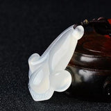 Chalcedony Orchid Pendant - Women's Hand-Carved Stone Jewelry