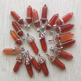 24pcs Red Carnelian Stone Pillar Crystal Pendants for Jewelry Making