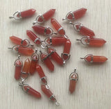24pcs Red Carnelian Stone Pillar Crystal Pendants for Jewelry Making