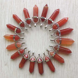 24pcs Red Carnelian Stone Pillar Crystal Pendants for Jewelry Making