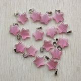 Pink Cat Eye Stone Star Charms Pendants 24pcs/lot