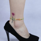 Rainbow Zircon CZ Paved Tennis Chain Anklet with Plate