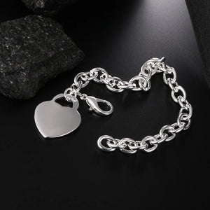 Romantic Heart Card 925 Sterling Silver Bracelet for Woman