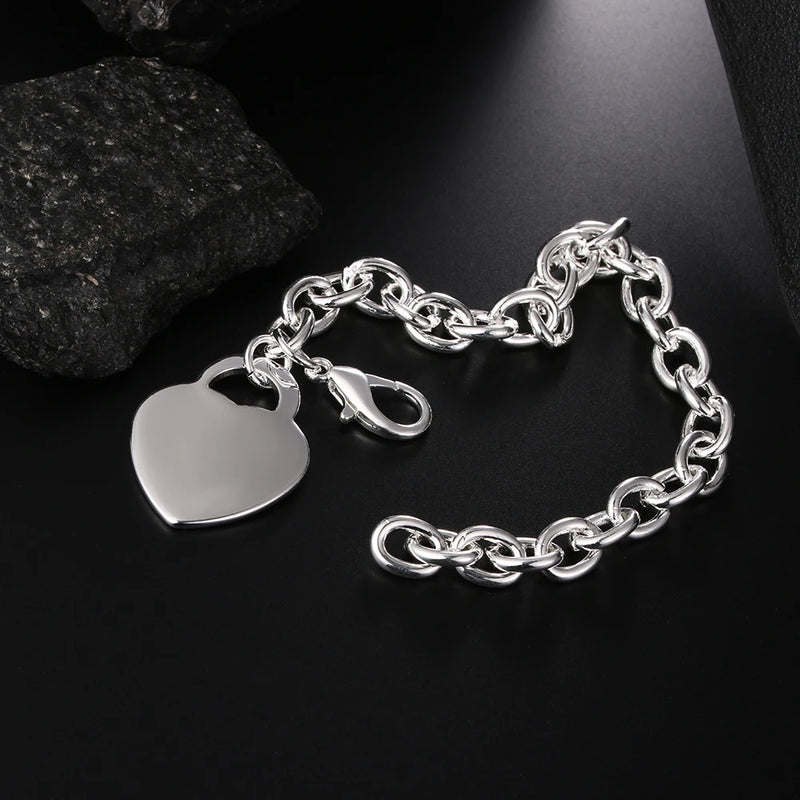 Romantic Heart Card 925 Sterling Silver Bracelet for Woman