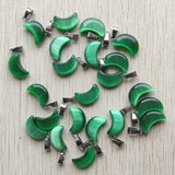 50pcs Dark Green Cat's Eye Stone Moon Pendants for DIY Jewelry Making