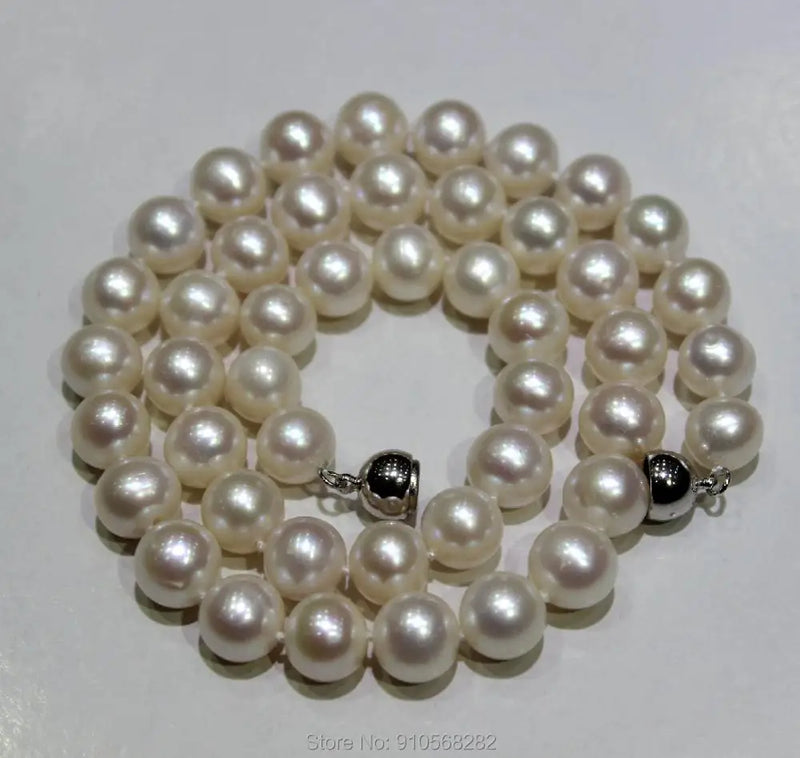 8.5-9mm Freshwater Pearl Necklace Round Beads 17.5INCH