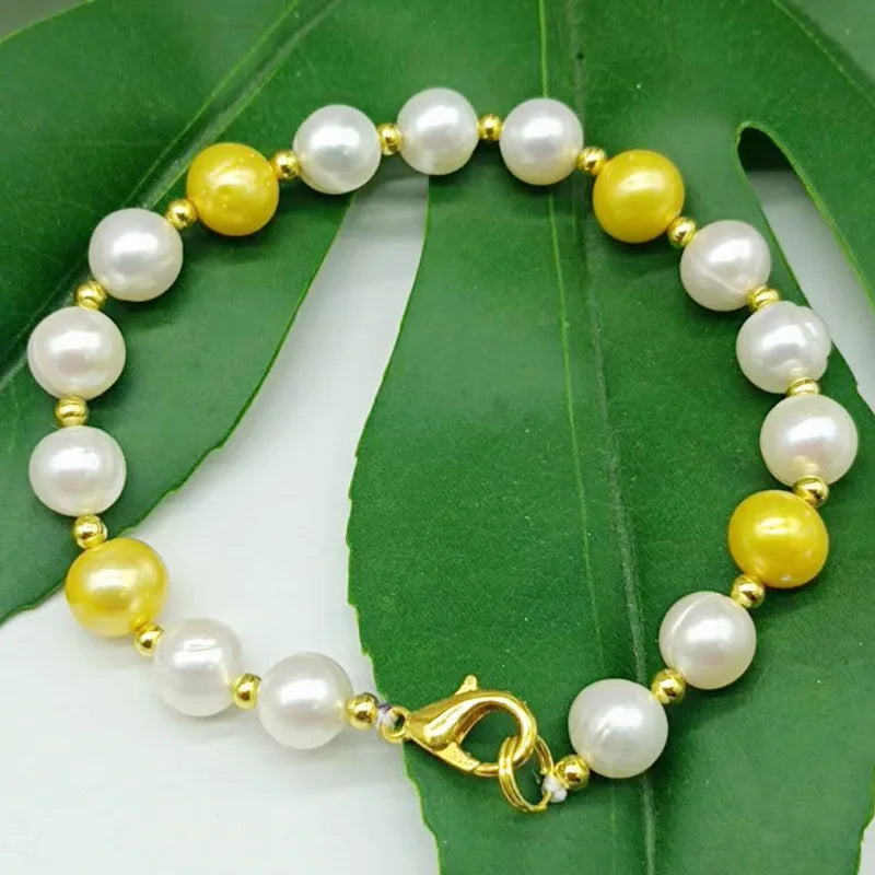 Yellow Freshwater Cultured Pearl Bracelet 7.5 Inch Jewelry