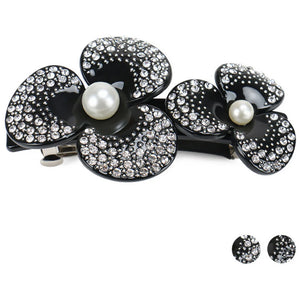 Camellia Flowers Hair Barrette Clip Rhinestones Ornament Tiara