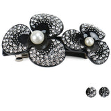 Camellia Flowers Hair Barrette Clip Rhinestones Ornament Tiara
