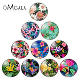 Colorful Flower Patterns Glass Cabochon Findings 10pcs