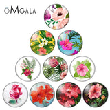 Colorful Flower Patterns Glass Cabochon Findings 10pcs