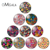 Colorful Flower Patterns Glass Cabochon Findings 10pcs