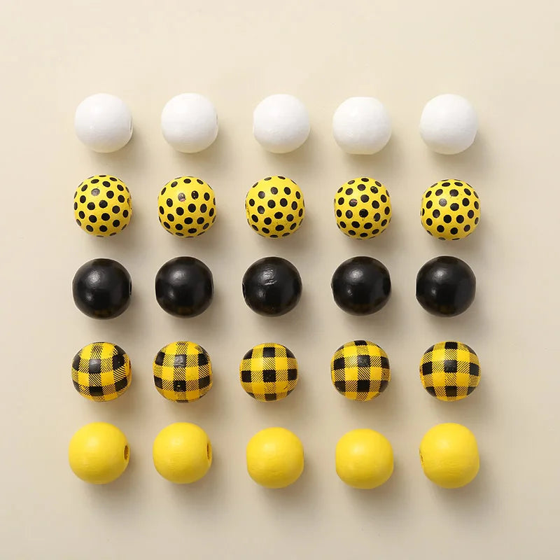 Bee Wooden Beads Yellow Bee Loose Spacer Beads DIY Crafts Bracelet Jewelry