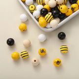 Bee Wooden Beads Yellow Bee Loose Spacer Beads DIY Crafts Bracelet Jewelry